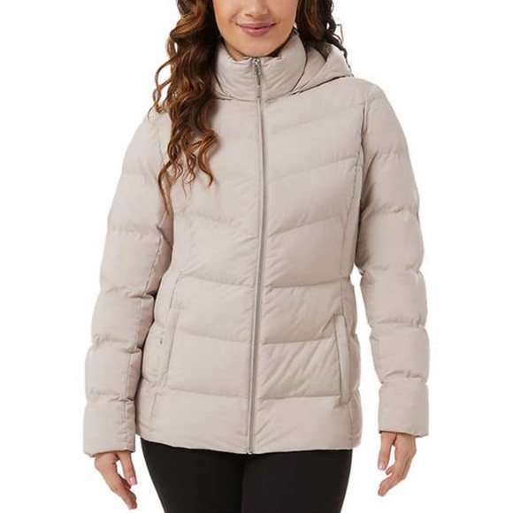 32 Degrees Heat | Womens Winter Tech Cream Puffer Jacket with Hood - Size XXL - Picture 1 of 16